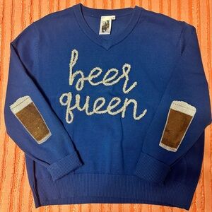 QUEEN OF SPARKLES Blue Beer Queen Sweater